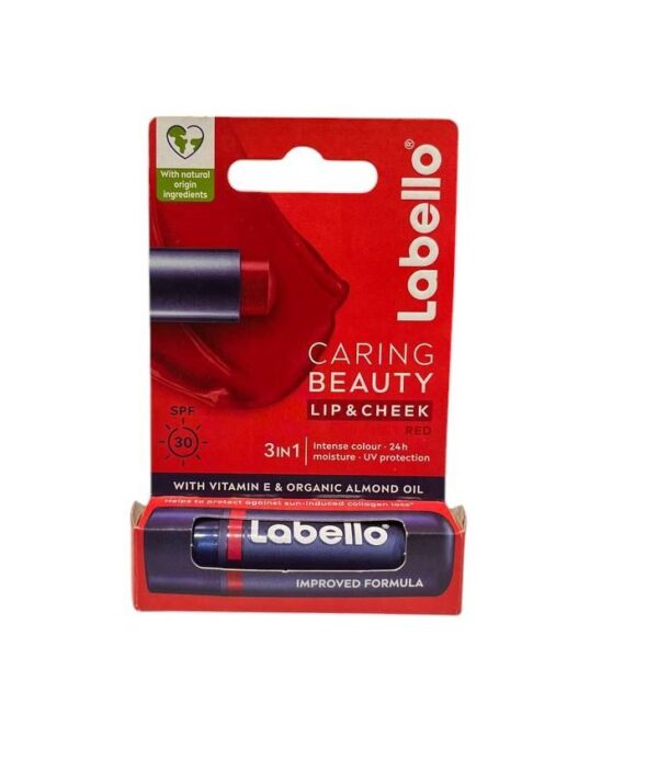 بالم لب و گونه قرمز لابلو Labello Caring Beauty Lip & Cheek 3 In 1 red