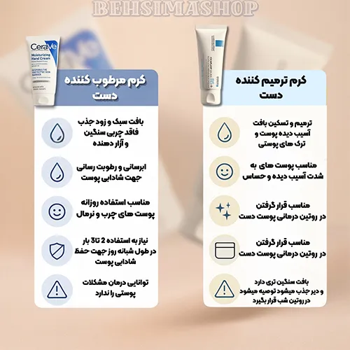 تفاوت کرم مرطوب کننده و کرم ترمیم کننده دست